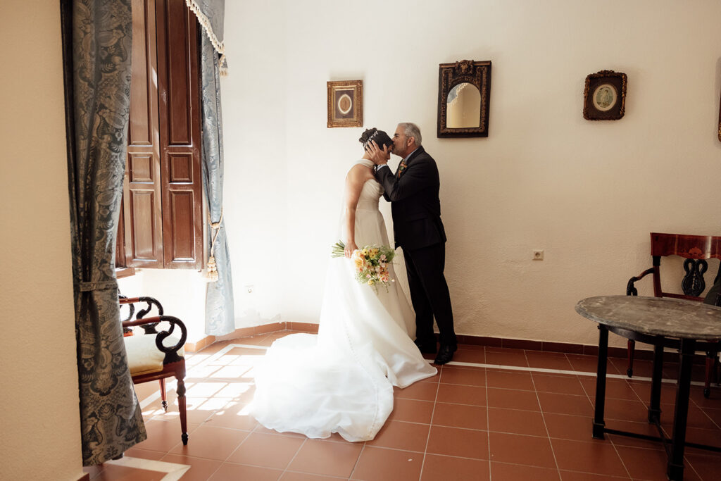 Bride getting ready inside Jardines de Abril villa before the ceremony
